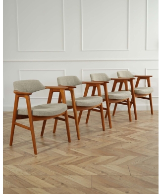 Set of 4 Teak Rare 'Model 42' dining chairs by Erik Kirkegaard for Høng Stolefabrik, Denmark,