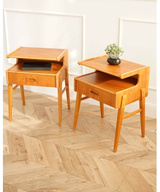 Pair of Vintage Mid-Century Bedside Tables, Sweden, 1960s