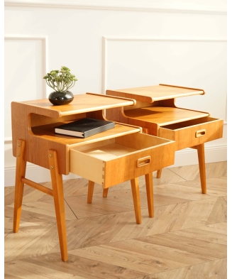 Pair of Vintage Mid-Century Bedside Tables, Sweden, 1960s