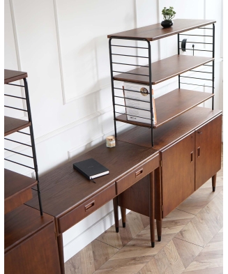 Mid-Century style 3-piece teak bookcase system with writing desk, Sweden, 1950s/60s