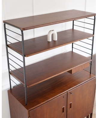 Mid-Century style 3-piece teak bookcase system with writing desk, Sweden, 1950s/60s