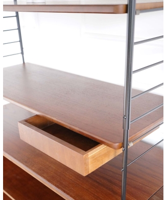 Mid-Century style 3-piece teak bookcase system with writing desk, Sweden, 1950s/60s