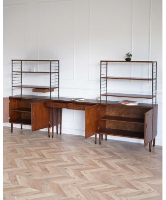 Mid-Century style 3-piece teak bookcase system with writing desk, Sweden, 1950s/60s