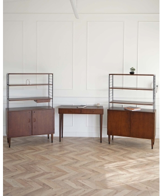 Mid-Century style 3-piece teak bookcase system with writing desk, Sweden, 1950s/60s