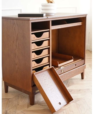 Vintage oak home office cabinet by Angarths, Denmark 1960s.