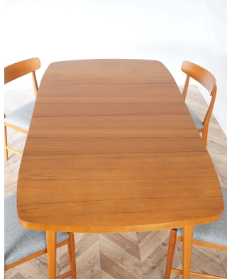 Teak Dining table and set of 4 chairs by Skaraborgs Möbelindustri Tibro, Sweden 1960s
