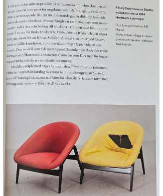 Retas krėslas „Columbus“, diz. Hartmut Lohmeyer, Ljungs Industrier AB (Dux), Švedija, apie 1954 m.